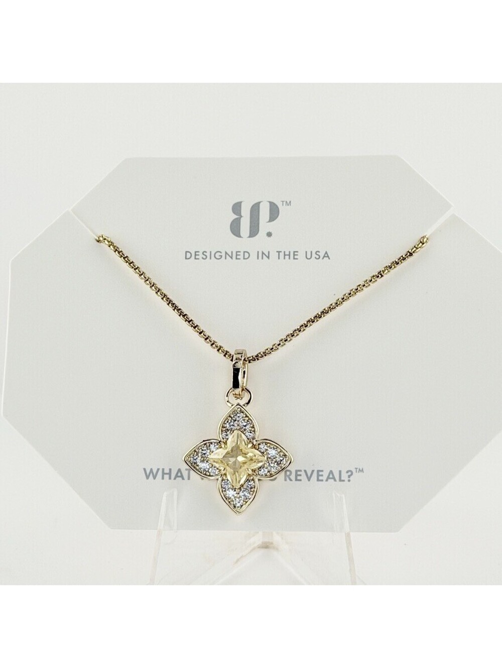 Bomb Party Necklace "Hurry, Take Clover" Lemon on Yellow Gold NK76322